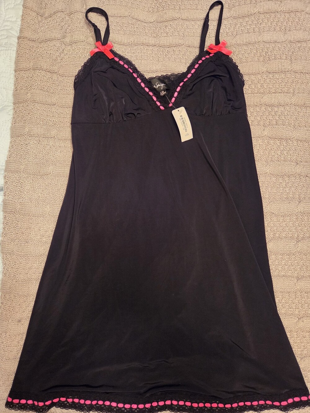 LaSenza Chemise Black with Pink Trim
